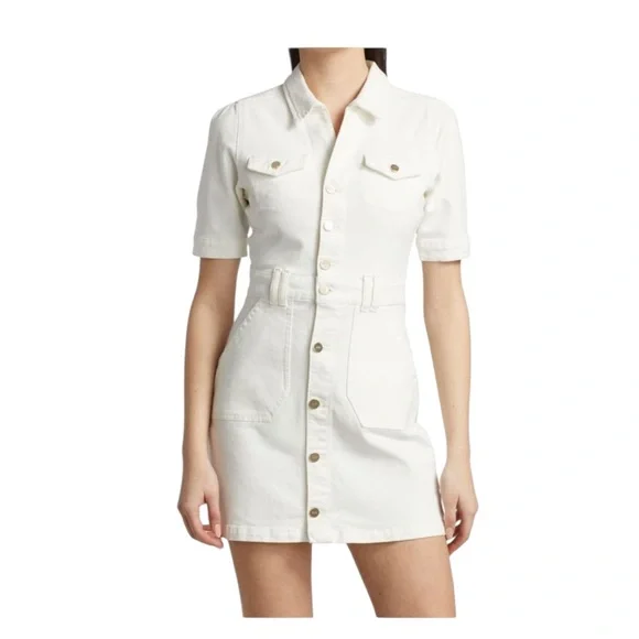 slim fit dress slacks Regina Faux Leather Button Front Mini Dress main image 0